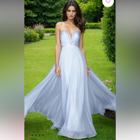 La Femme Blush Designer Pleated Chiffon Jeweled Embellished Prom Dress 20027 6 - Picture 3 of 16